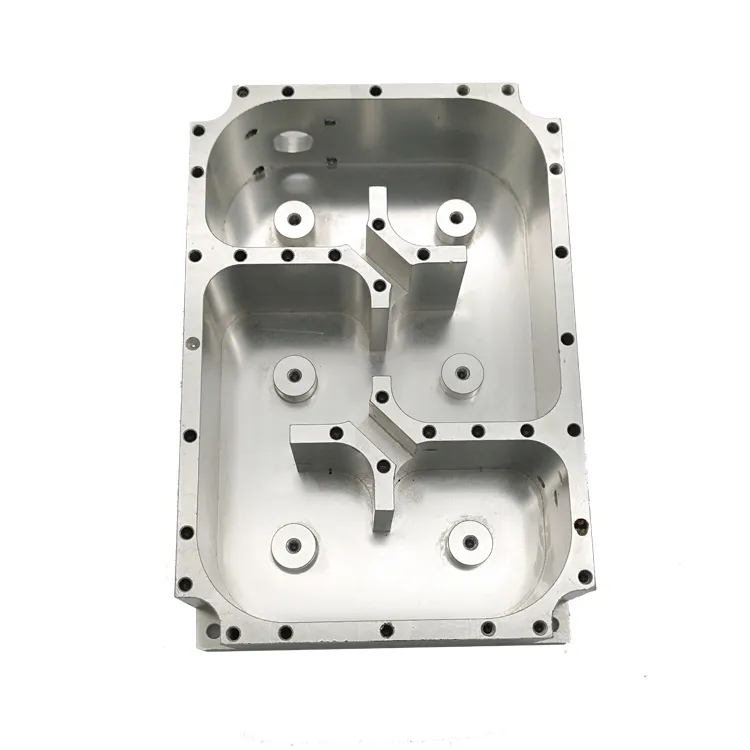 Aluminium housing milled with internal pockets and a ring of small holes