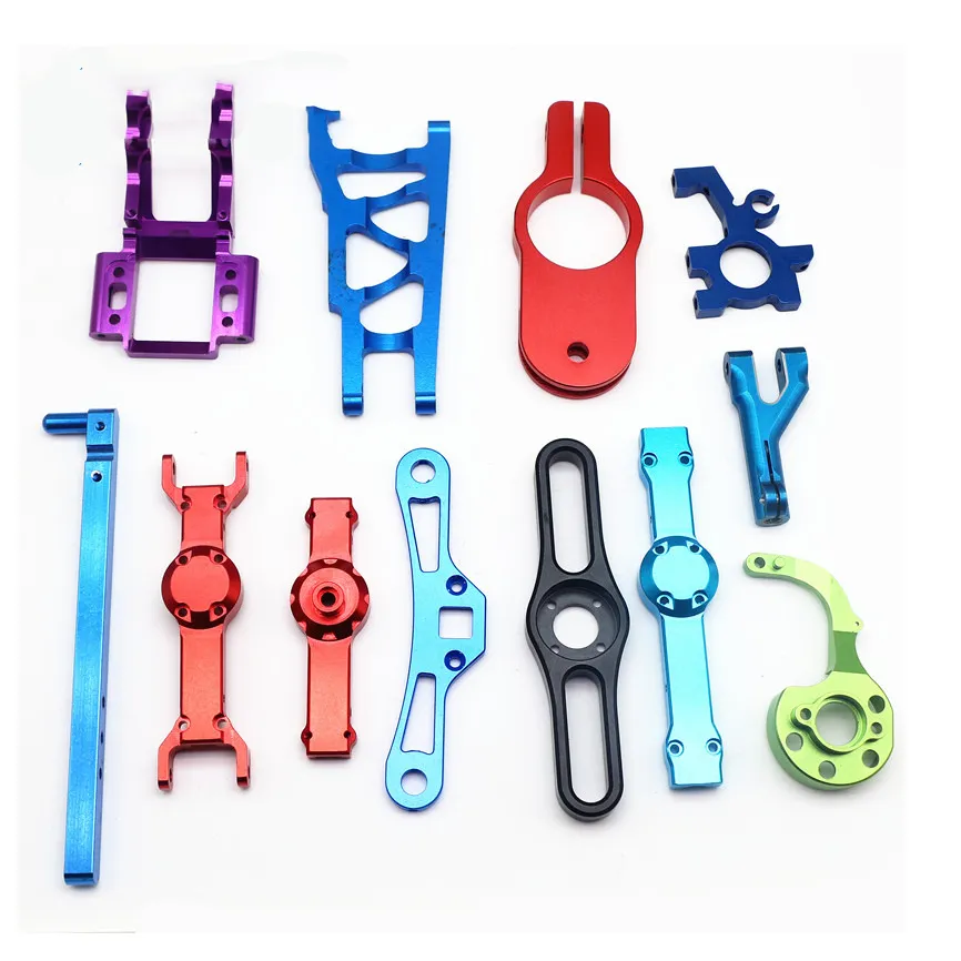 Anodised brackets and arms in purple, blue, red and green