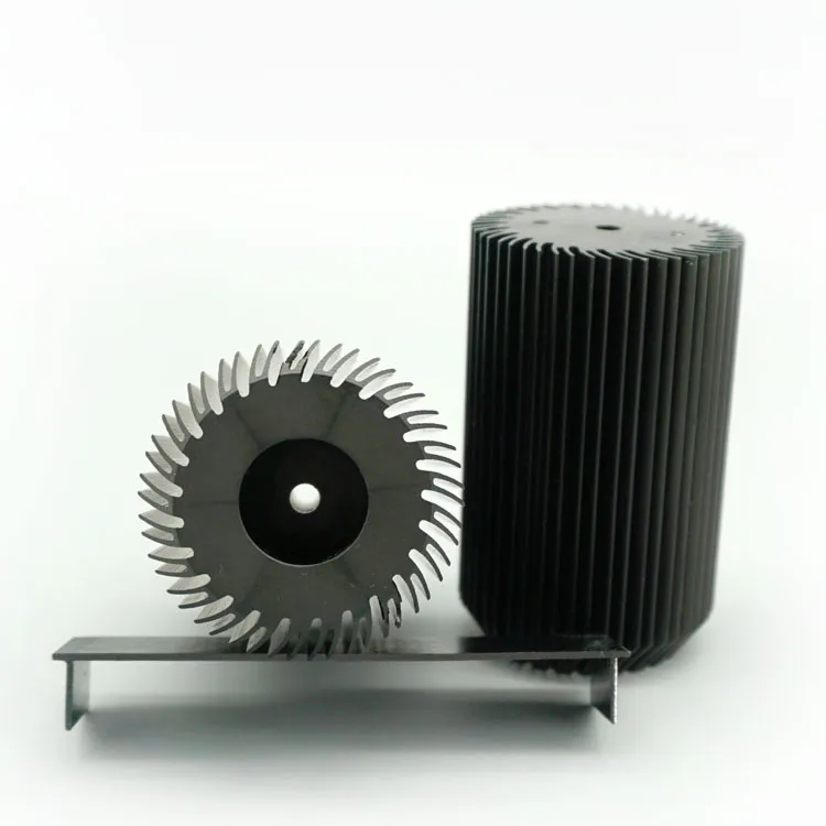 Two round black heatsinks with radial fins