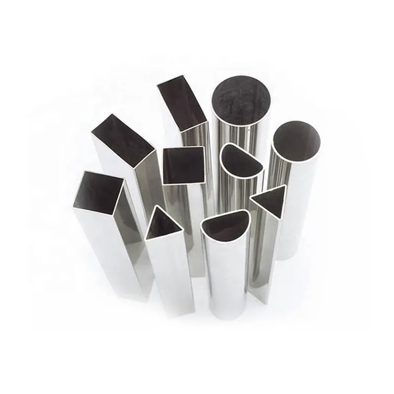 Polished aluminium tubes in round, D-shaped, triangular and square sections